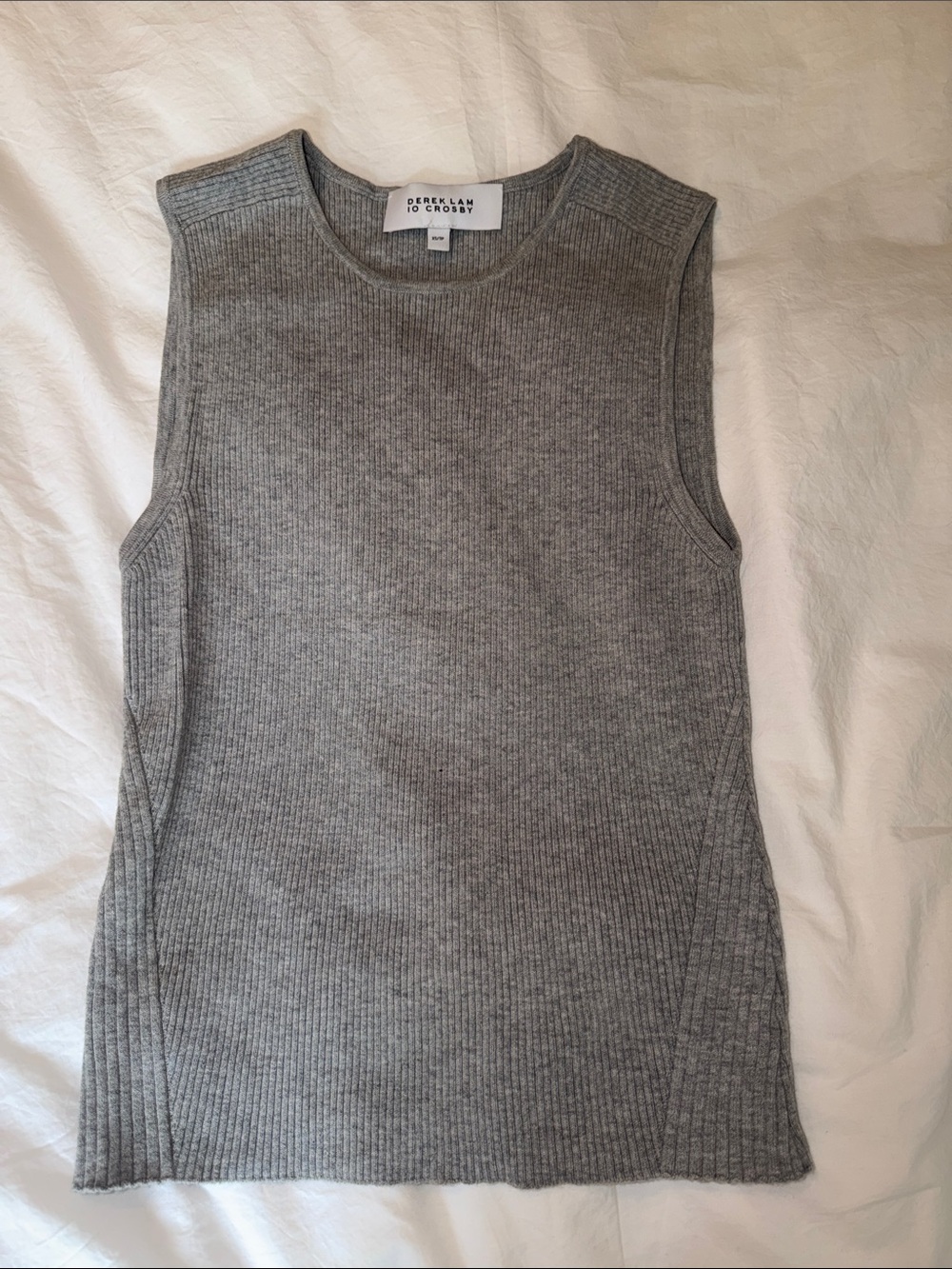 Derek Lam 10 Crosby Ribbed Sleeveless Knit Top - Light Gray